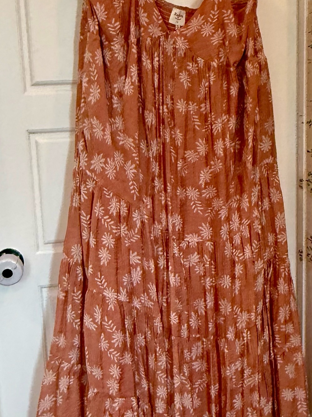 Women's Tiered Maxi Dress in Rust Floral by Mudd